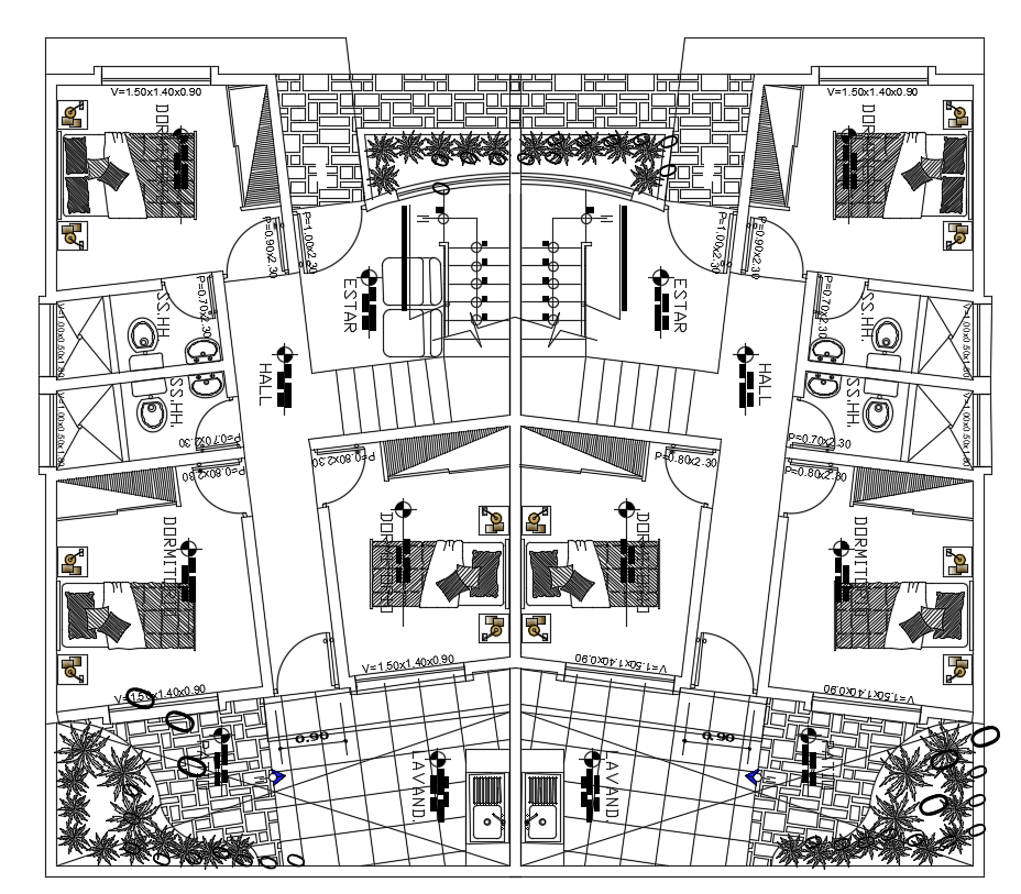 150 Square Meter 3 Bedroom House Floor Plan CAD Drawing DWG File - Cadbull