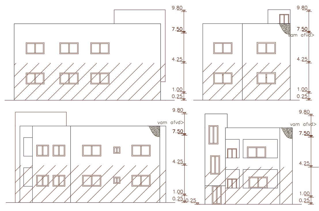 1560 Square Feet House Building Elevation Design Dwg File - Cadbull