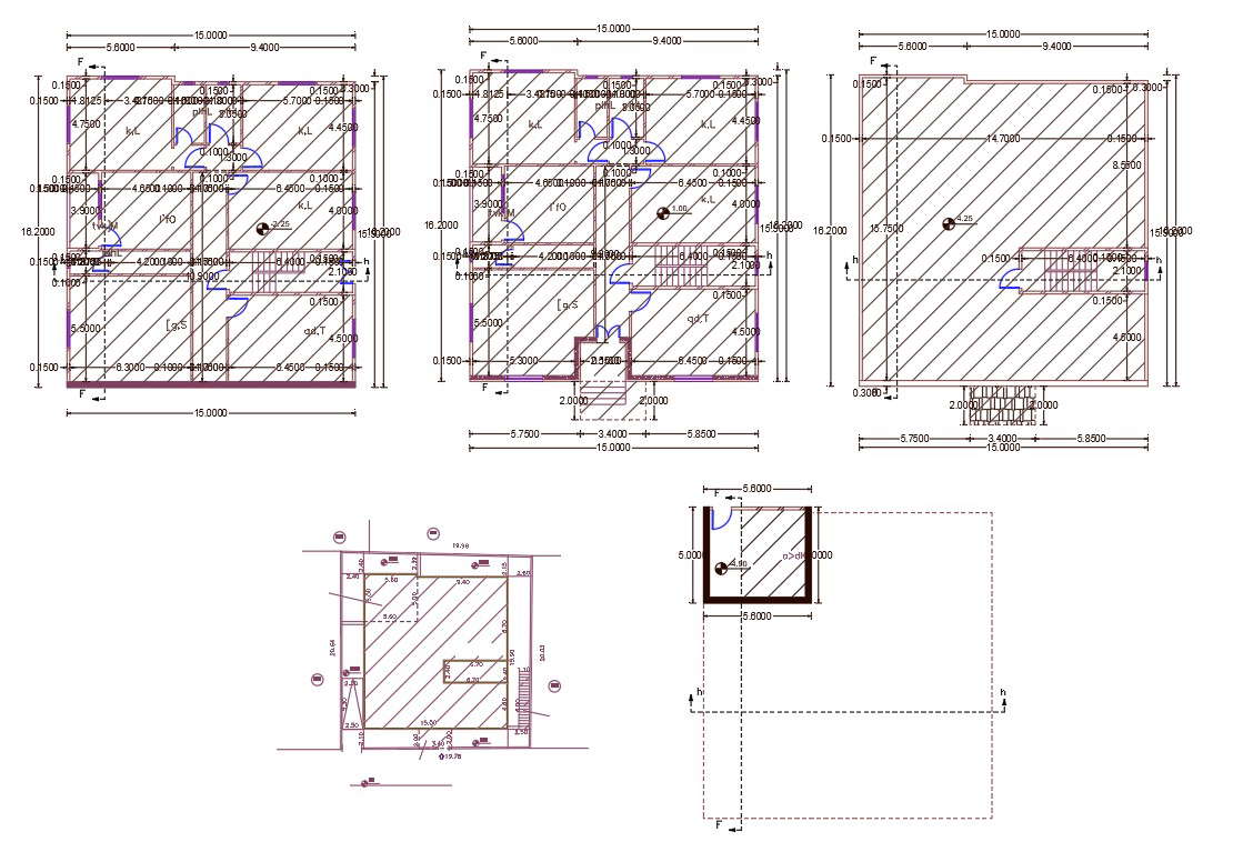 15 X 16 Meter House Ground Floor And First floor Plan - Cadbull