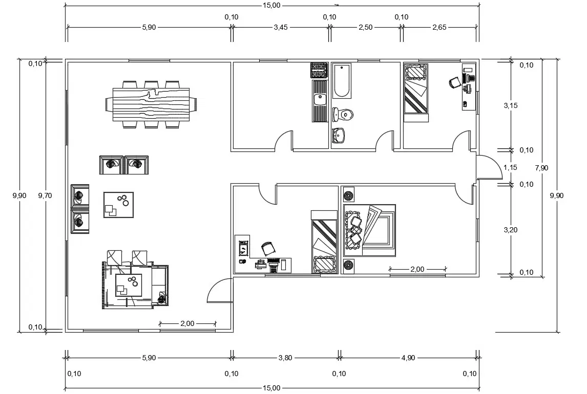 15x10 house plan is given in this Autocad drawing file. Download now ...