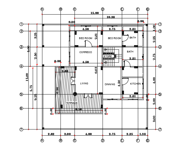 15x15m architecture double story first floor house plan cad drawing is ...