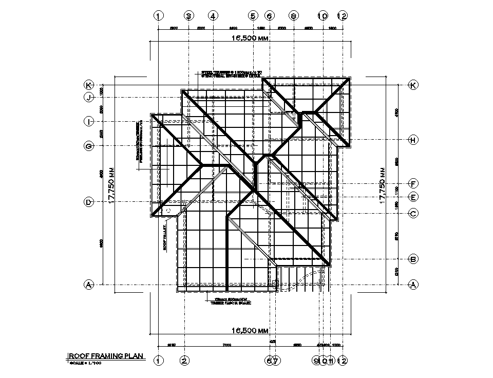 Roof Framing Plan Structure Cad Drawing Details Of House Dwg File ...