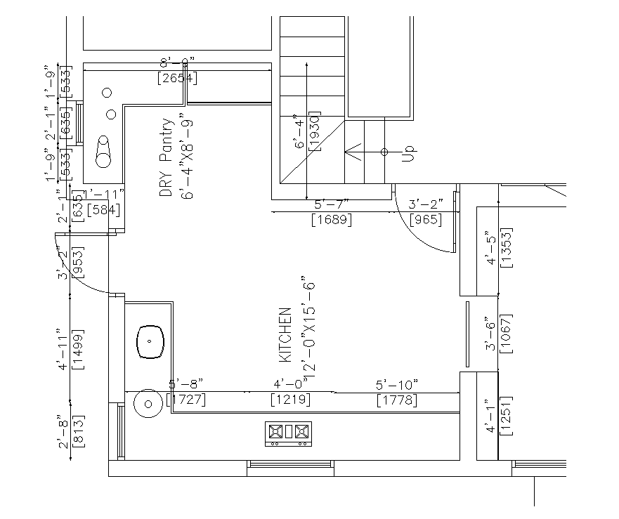 15’x18’ kitchen plan is give in this Autocad drawing file. Download now ...