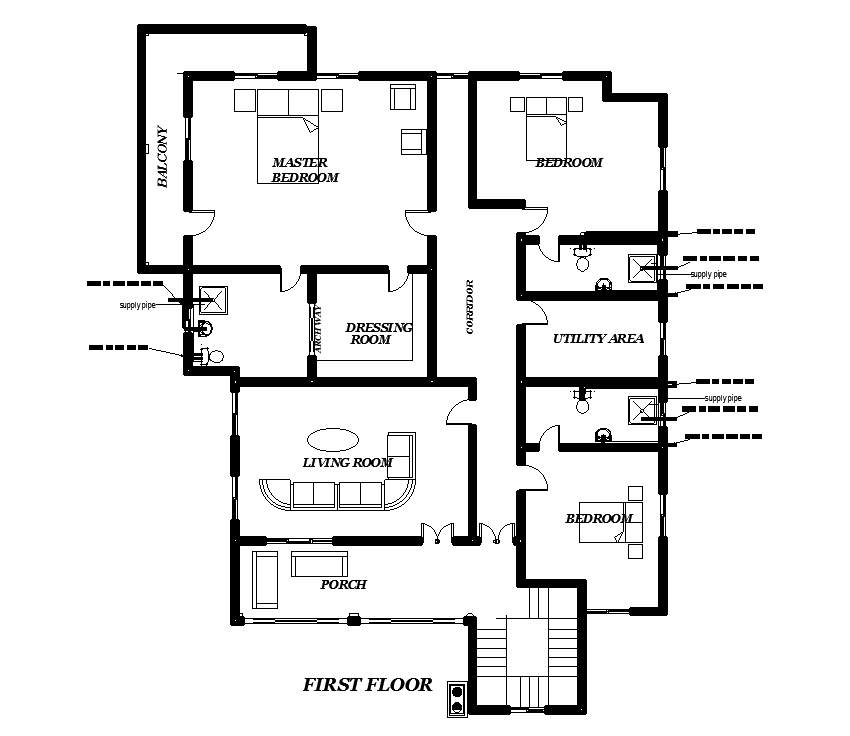 15x21m first floor house plan is given in this Autocad drawing file ...