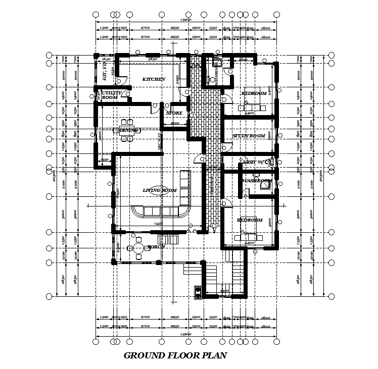 15x21m ground floor house plan is given in this Autocad drawing file ...