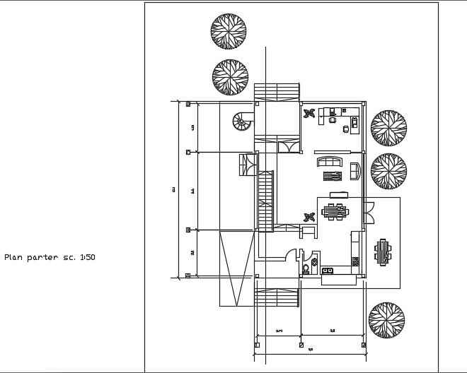 15x9m Architecture Ground Floor House Plan Cad Drawing Cadbull