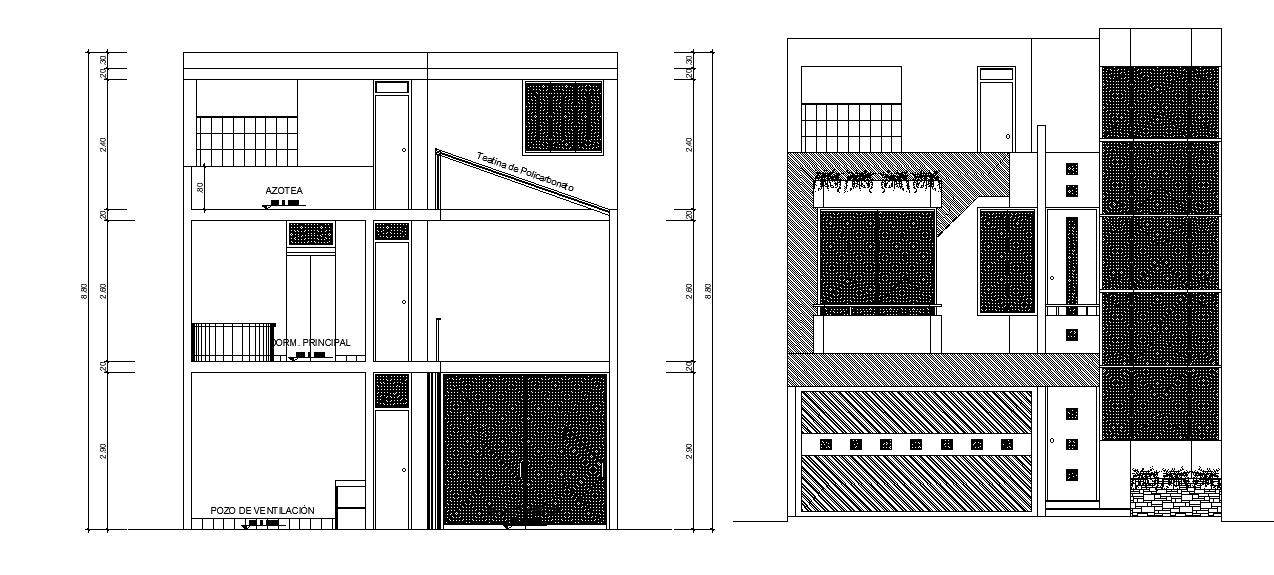 160-square-meter-house-building-front-sectional-elevation-drawing-download-dwg-file-cadbull