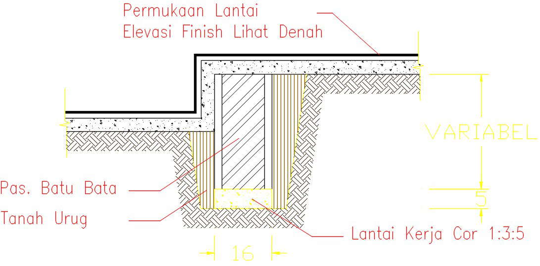 160cm brick foundation 2D section drawing is given in this file - Cadbull