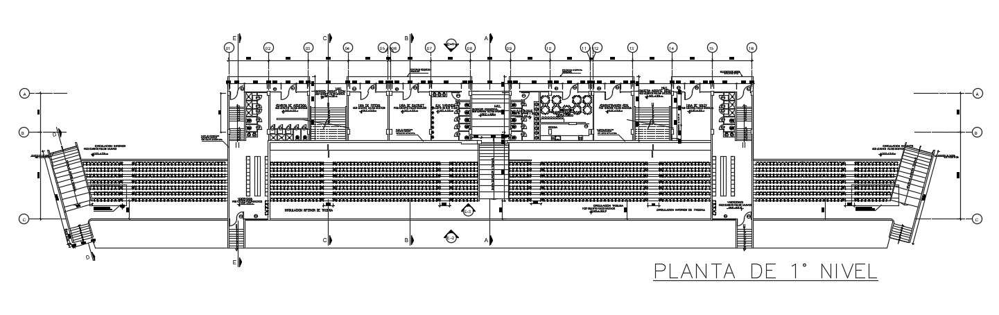 160x86m Basketball Stadium First Floor Is Given In This Autocad Drawing