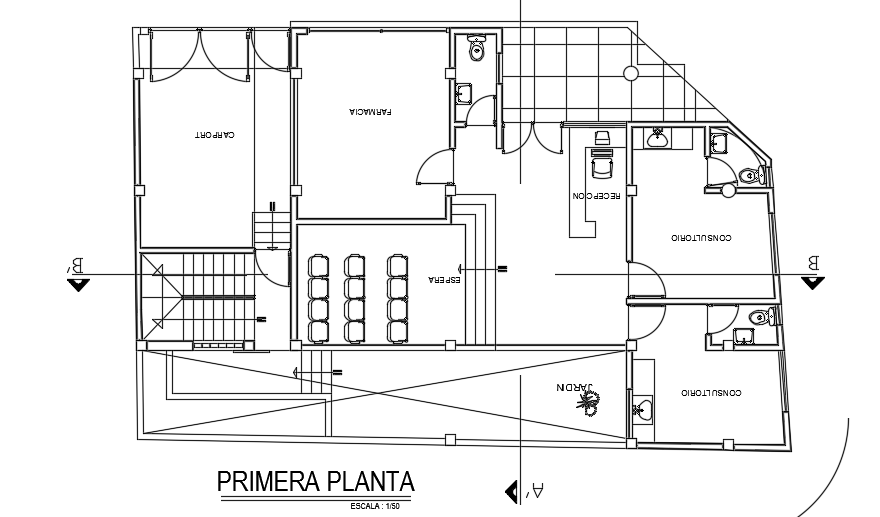 16x10m clinic cum house plan cad drawing is given in this file - Cadbull