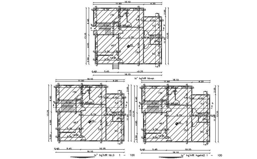 16x13 Meter 3 Bhk Apartment Autocad Layout Cadbull 7368