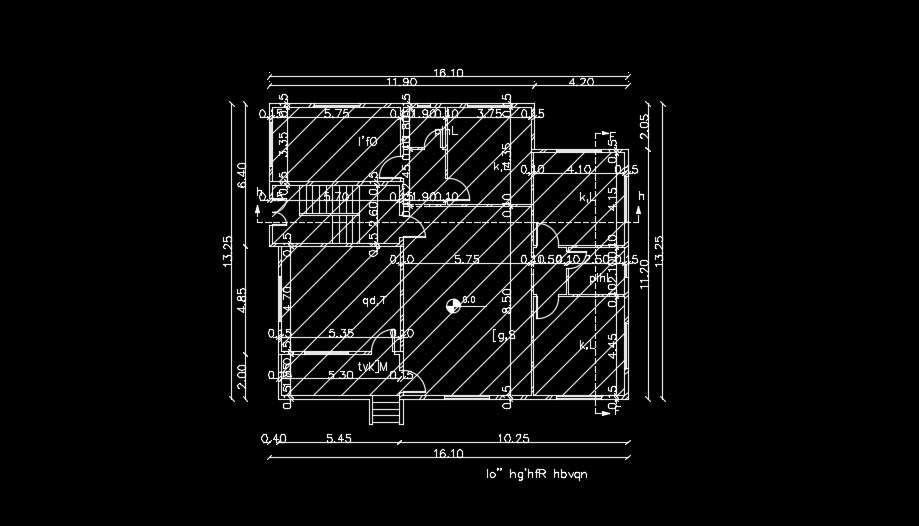 16x13m Ground Floor House Plan Autocad Drawing Cadbull