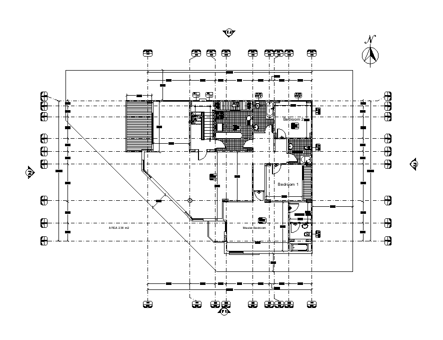 16x14m apartment first floor plan is given in this Autocad drawing file ...