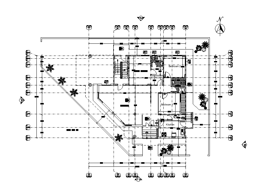 16x14m apartment ground floor plan is given in this Autocad drawing ...