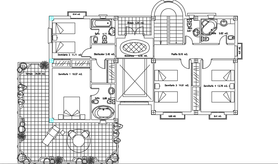 16x9m Architecture Two Story House First Floor Plan Cad Drawing Is Given In This File Cadbull