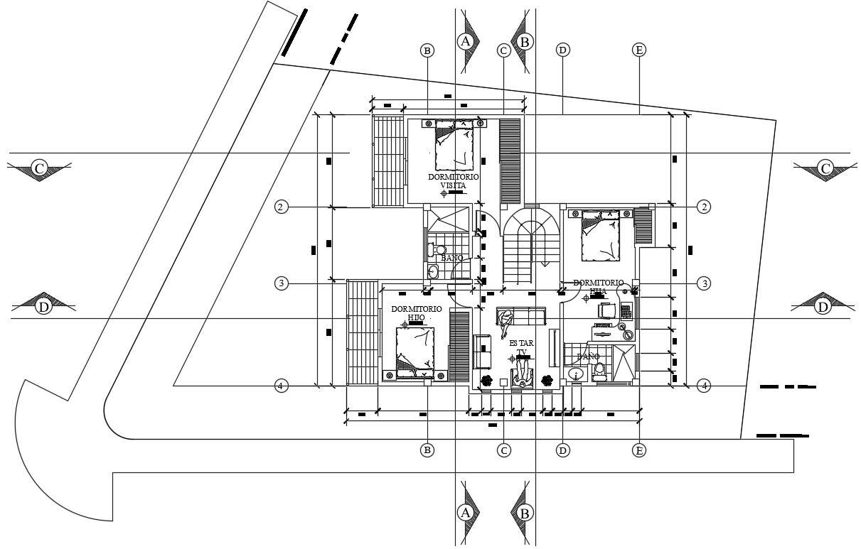 17x13m Villa First Floor House Plan Is Given In This Autocad Drawing File Download Now Cadbull