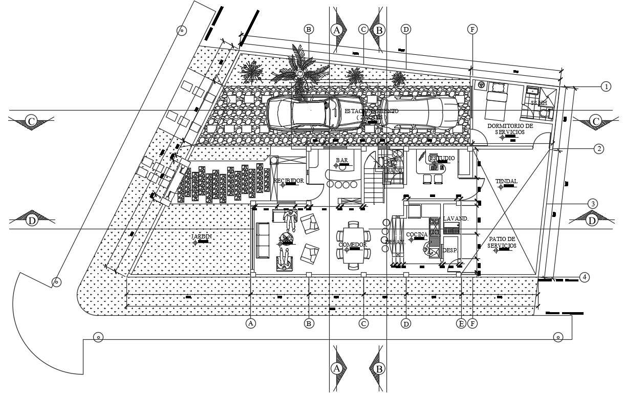 17x13m Villa Ground Floor House Plan Is Given In This Autocad Drawing File Download Now Cadbull