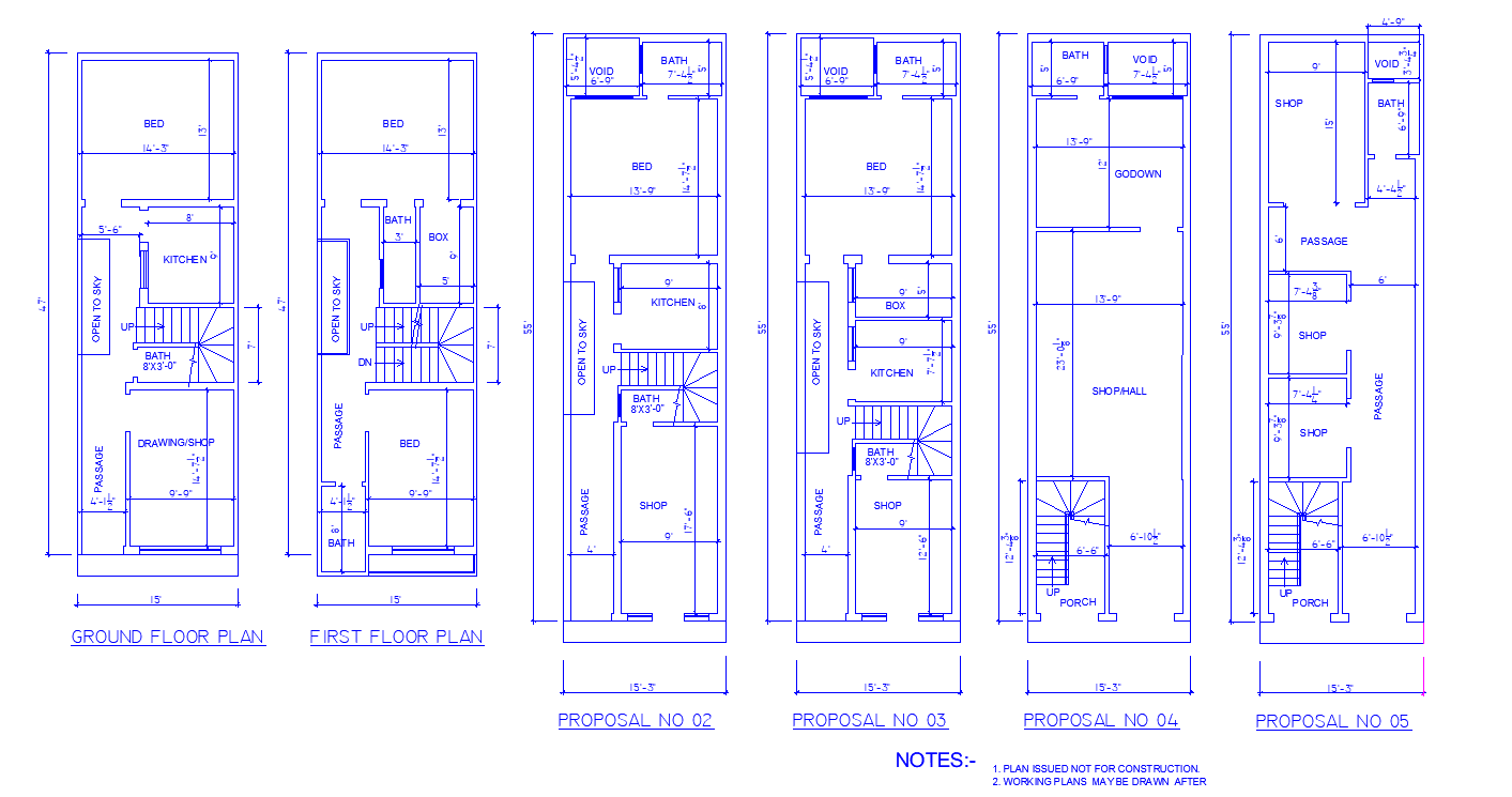 17 X45 six  Different ideas of single Bedroom  House  plan  