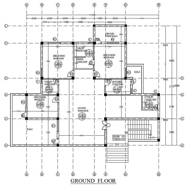 17x16m Ground Floor House Plan Is Given In This Autocad Drawing Modeldownload Now Cadbull