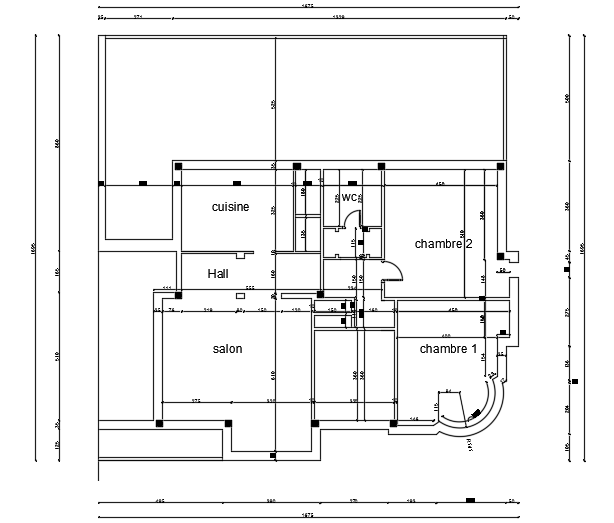 17x17m architecture 2bhk home plan AutoCAD drawing is given in this ...