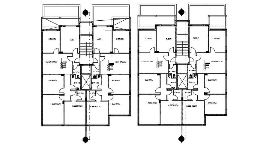 17x22m First Floor House Plan Autocad Drawing Cadbull