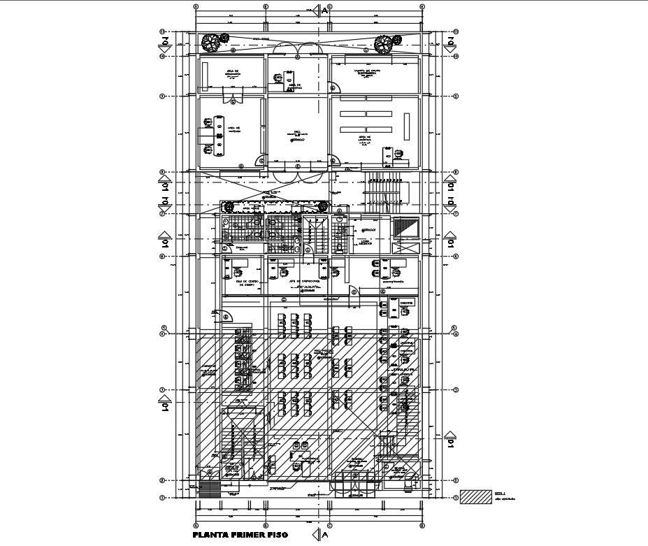 17x35m first floor bank plan is given in this Autocad drawing file ...