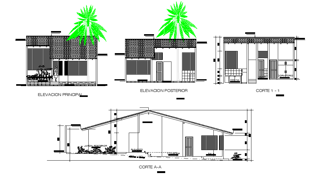 180 Square Meter House Building Sectional Elevation Design Download DWG