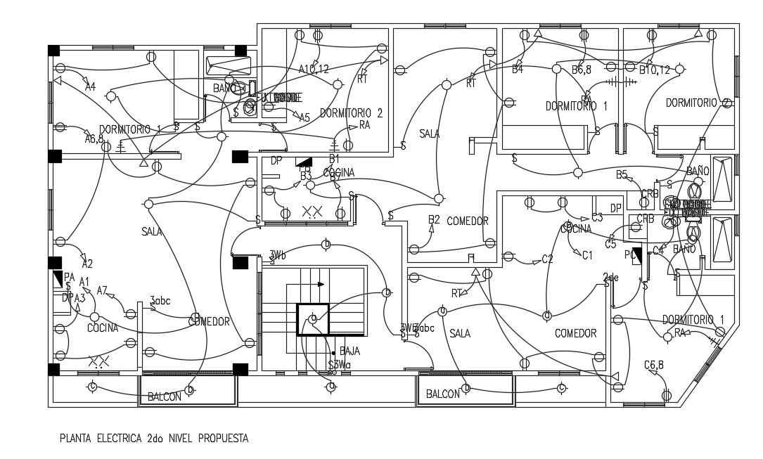 18x11m residential building electrical drawing is given in this cad ...