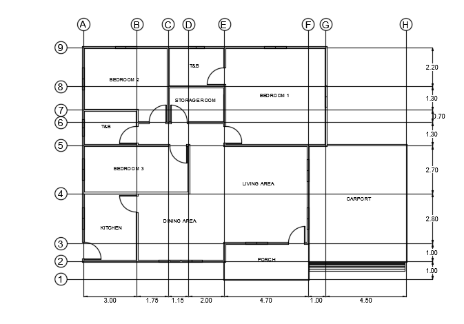 18x13m House Plan Detail Autocad Model Cadbull