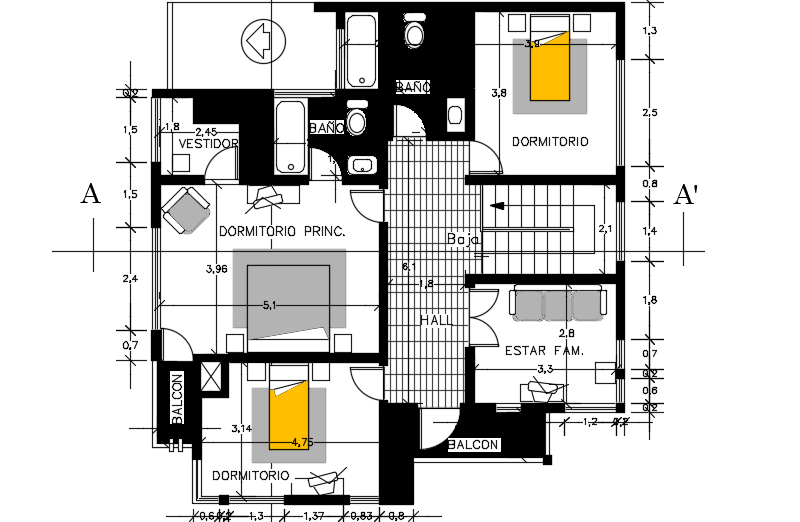 18x16m Architecture First Floor House Plan Autocad 2d Drawing Is Given In This File Cadbull