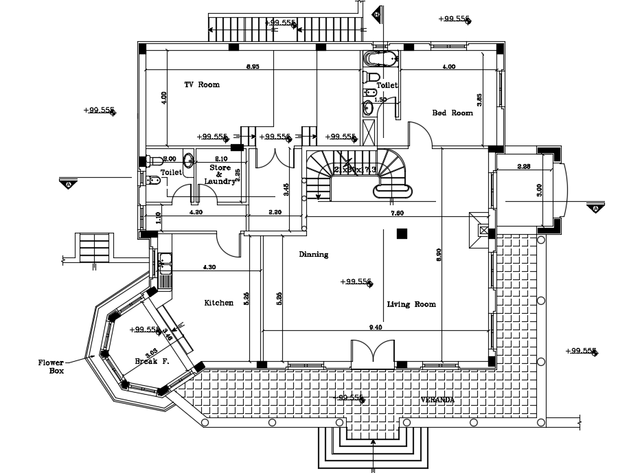 18x16m luxury villa ground floor plan is given in this file - Cadbull