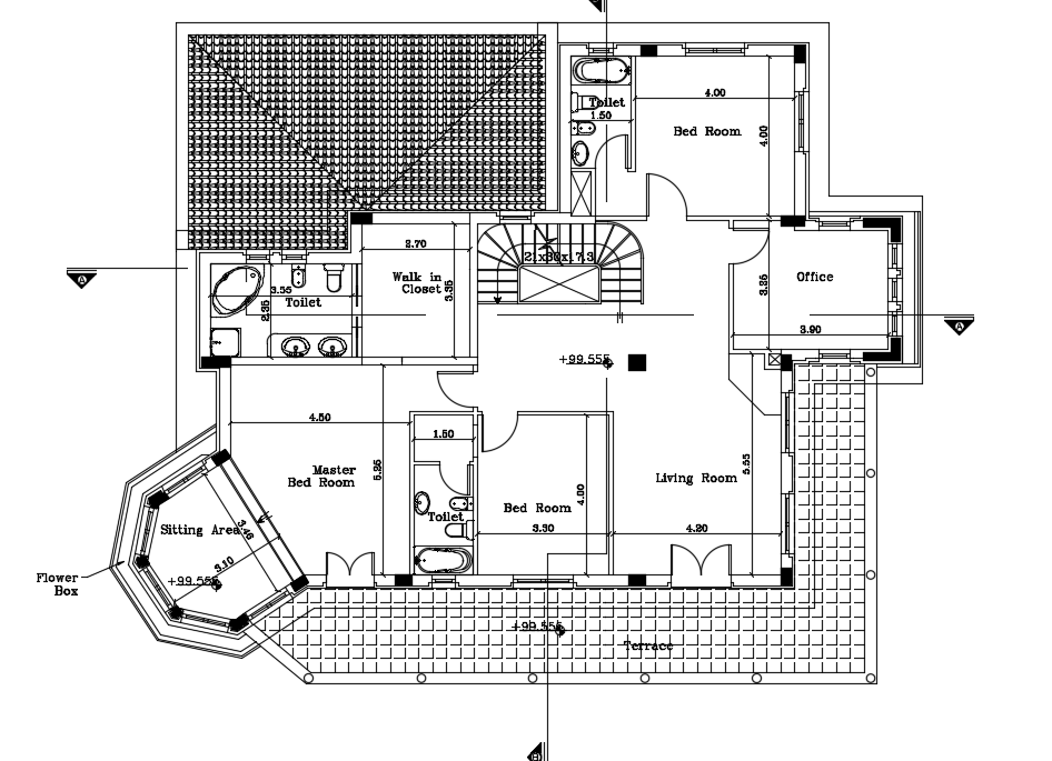18x16m Residential First Floor Plan With Car Parking Cadbull