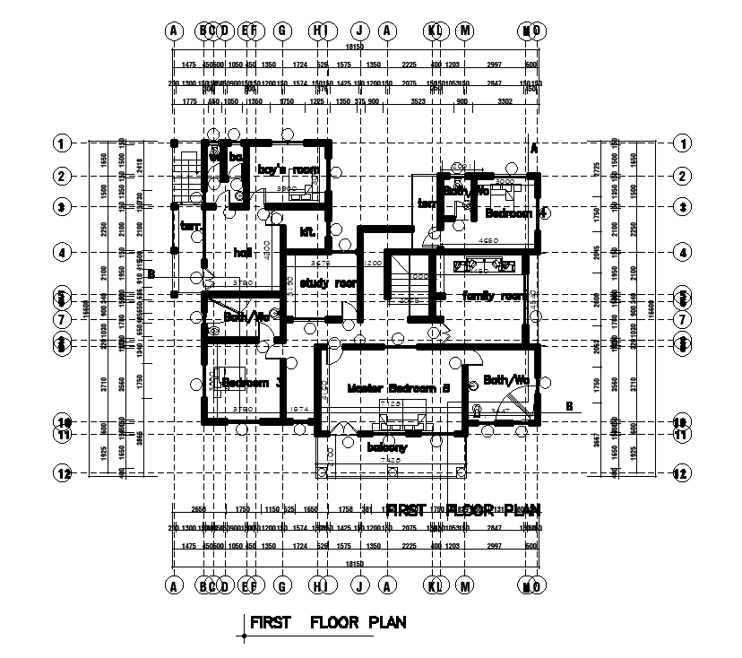 18x17m First Floor House Plan Is Given In This Autocad Drawing Filedownload Now Cadbull