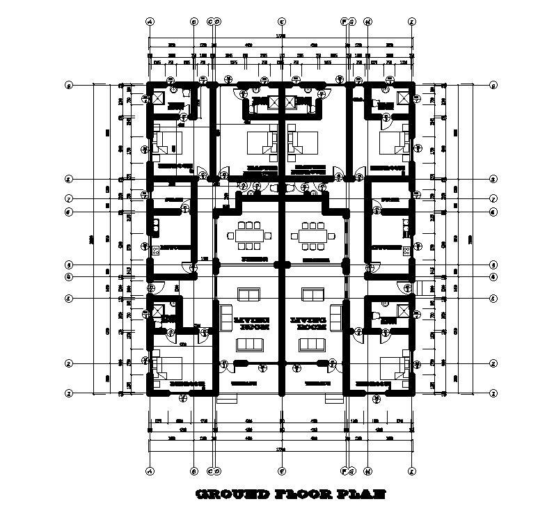 18x20m twin house plan is given in this Autocad drawing file. This is ...