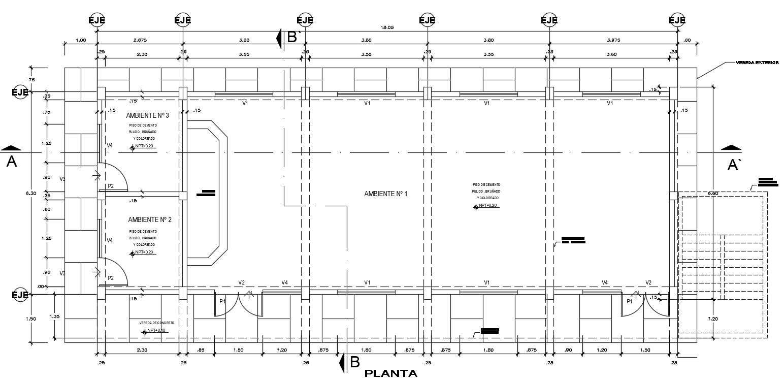 18x8m sports room plan is given in this AutoCAD drawing model. Download ...