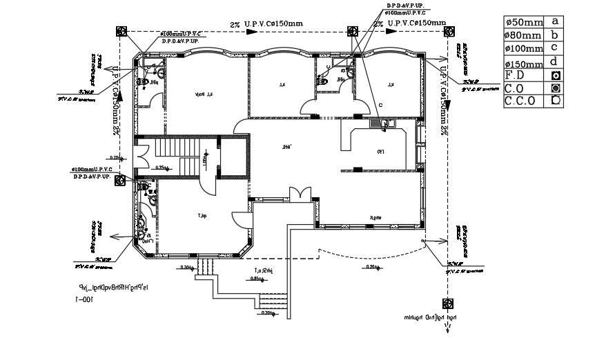 19x12m House Plan Of The Sanitary Water Line Drawing Cadbull