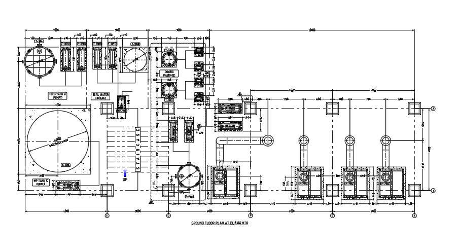 19x7m water purifier ground floor plan AutoCAD drawing model - Cadbull