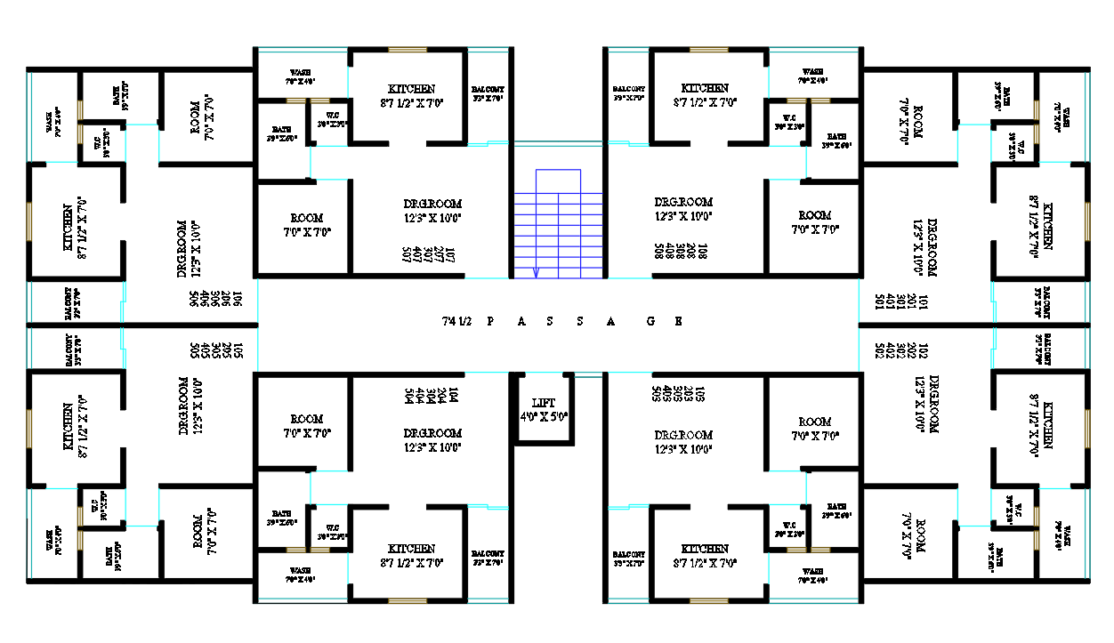 1 Bhk Apartment Cluster Layout Plan Drawing Download Dwg File Cadbull