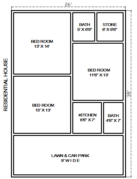 Simple Residential Home plan - Cadbull