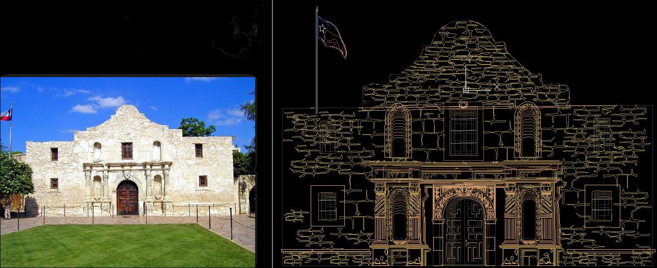 The Alamo cad drawing is given in this cad file. Download this cad file