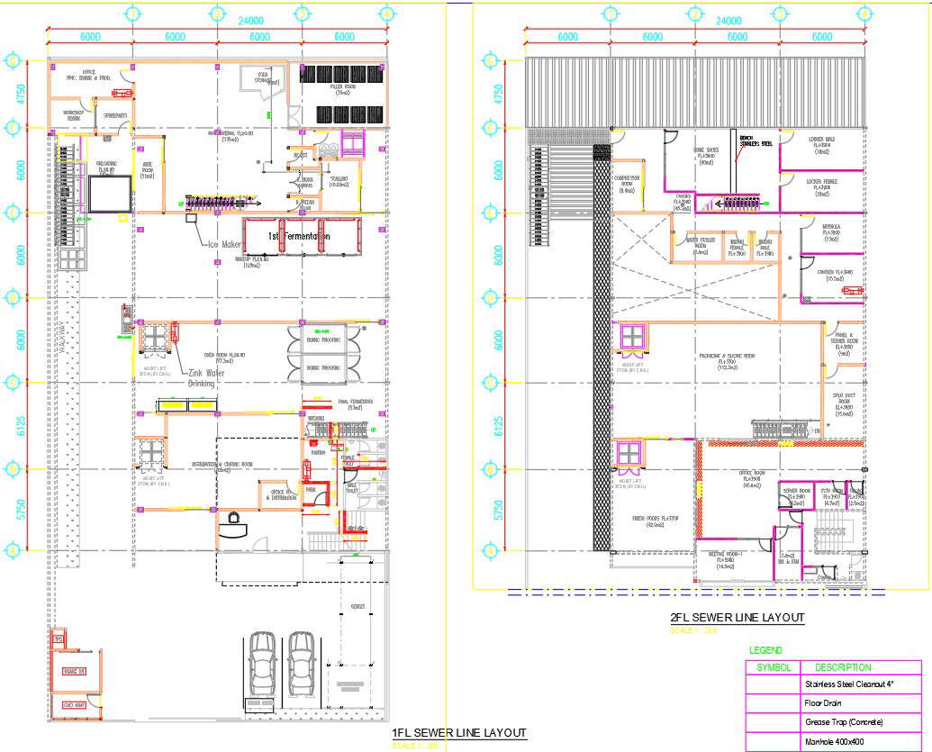 1st-floor-and-2nd-floor-sewer-line-layout-plan-in-detail-autocad-2d