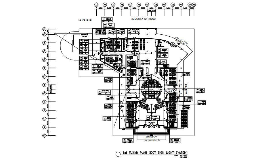 1st floor plan of exit sign light system in detail AutoCAD drawing, CAD ...