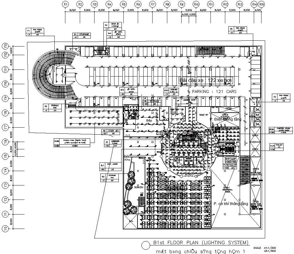 1st floor plan of lighting system in AutoCAD 2D drawing, dwg file, CAD ...