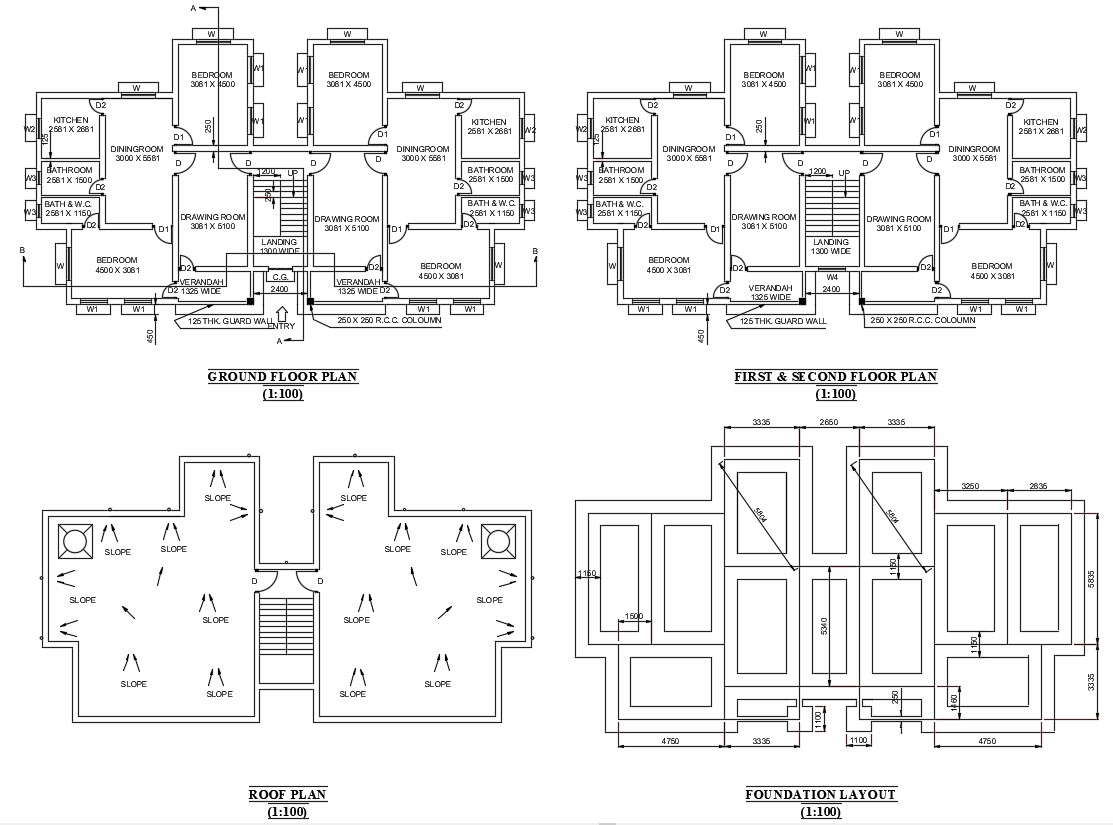 2 Bhk Apartment Floor Plan Cad File Cadbull