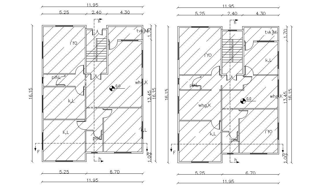 2 Bhk Flat Plan With Dimensions Autocad Drawing Cadbull 4171