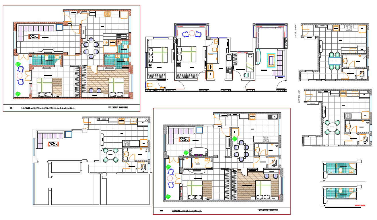 2 Bhk Residential House Furniture Layout Plan Cad File Cadbull