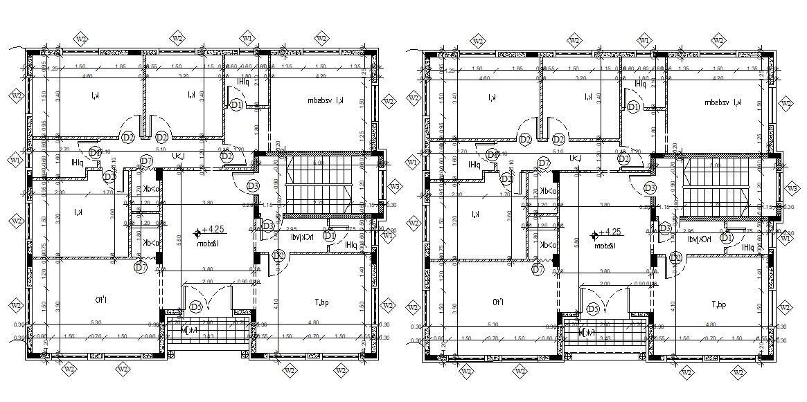 2 Bedroom House Working Plan CAD Drawing Cadbull