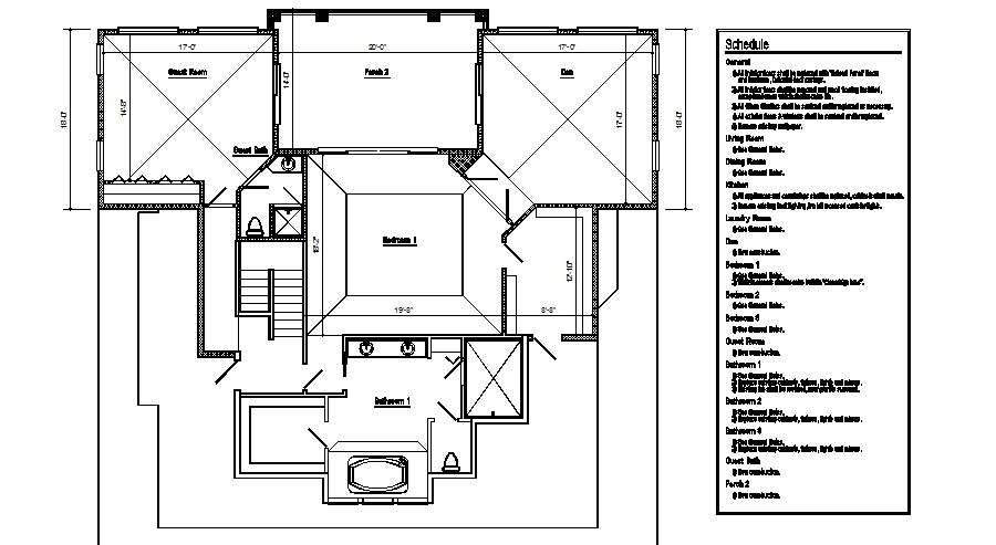  2  Bedroom  Modern House  Plan  CAD  File Cadbull