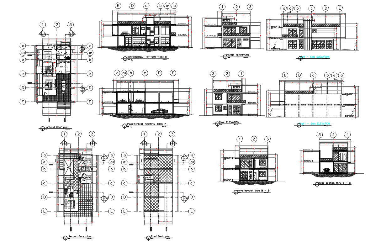 2 Storey Residential With Roof Deck Architectural Project Plan DWG File Cadbull