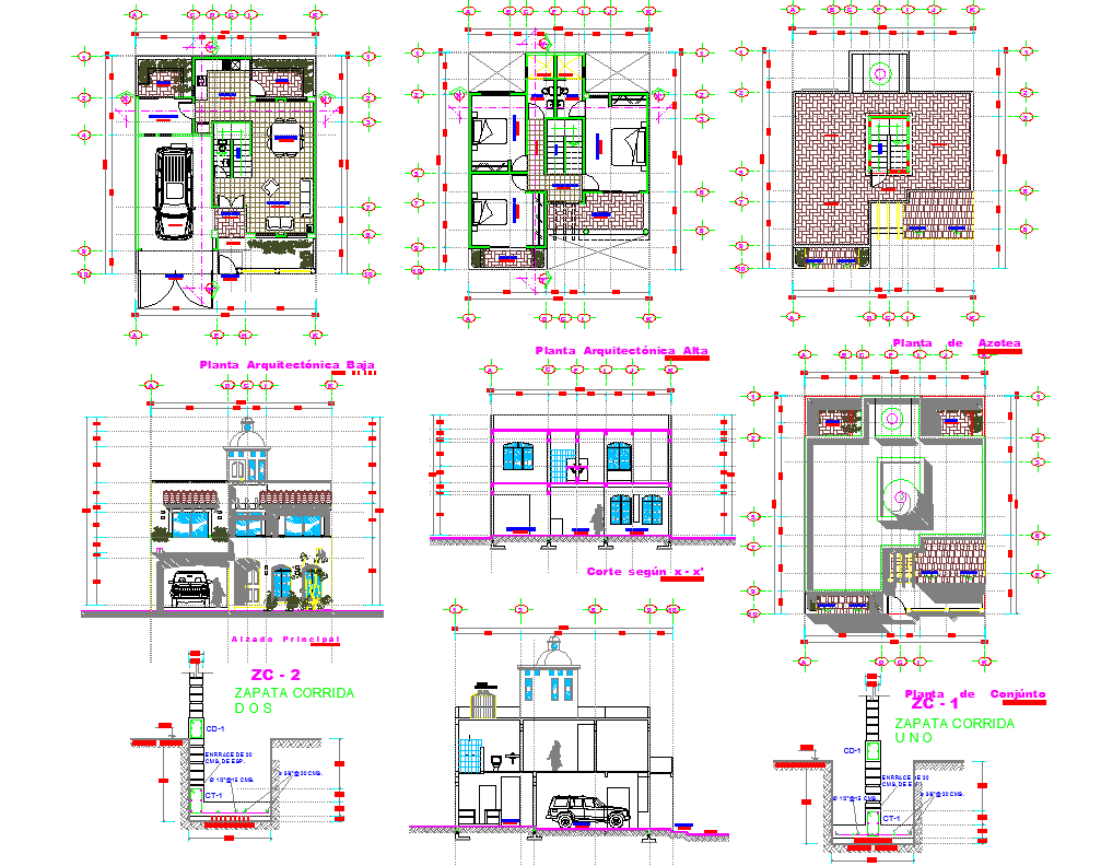 2 Story House plan dwg file - Cadbull